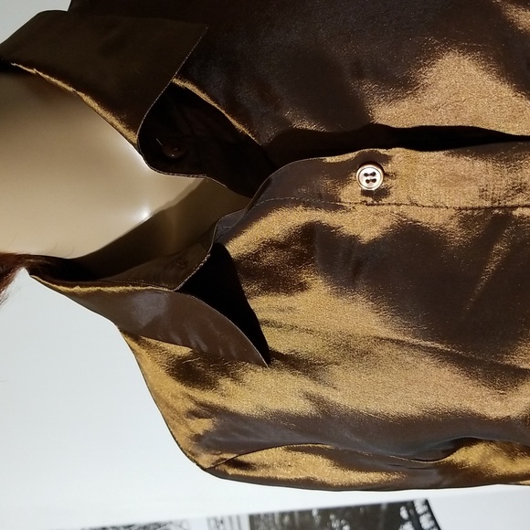 NWOT Lily Moss Shirt Button Down Festive Party / Sz P/M / Copper-coloured - Picture 5 of 16